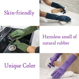 HOMSSEM Dishwashing Gloves– 2 Pairs of Dish Gloves Premium Rubber Gloves for Cleaning – Urban Green Urban Blue