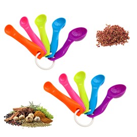 WOUYTPE Pack of 10 Measuring Spoons, Grams, Serving Spoons, Dosing Spoons, for Everyday Baking, Experimental Work with Liquids or Other Weighing of Grammages (Five Sizes)