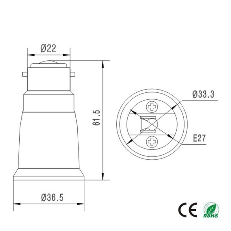 E-Simpo B22 to E26 E27 Light Socket Adapter, UK AU
