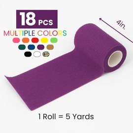 4" Cohesive Flexible Bandage Wrap – Color Variety Pack (Box of 18) | Self-Adherent, Breathable, Easy Tear – Athletic, Vet, First Aid, Compression Use