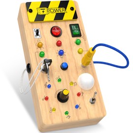 Montessori Busy Board ab 1 year Activity board toy Baby Sensory Learning Toy LED Wooden Toy Light Switch Toy Motor Skills Toy Birthday Gift for Boys and Girls 1 2 3 4 years