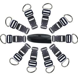 West Coast Paracord 1 Inch Plastic Buckles Kit - 5 Yards of 1 Inch Nylon Webbing in Black, 10 Pack of Tri-Glide Slides, 10 Pack of Side Release Plastic Buckles, and 10 Pack of Metal D-Rings