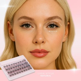 Natural Wispy Volume Lash Clusters - Prebond technology, Clear bond, Ultra-soft & Weightless, Multi-Lengths, Reusable DIY Eyelash Extensions, CC Curl (D21 10-16mm)