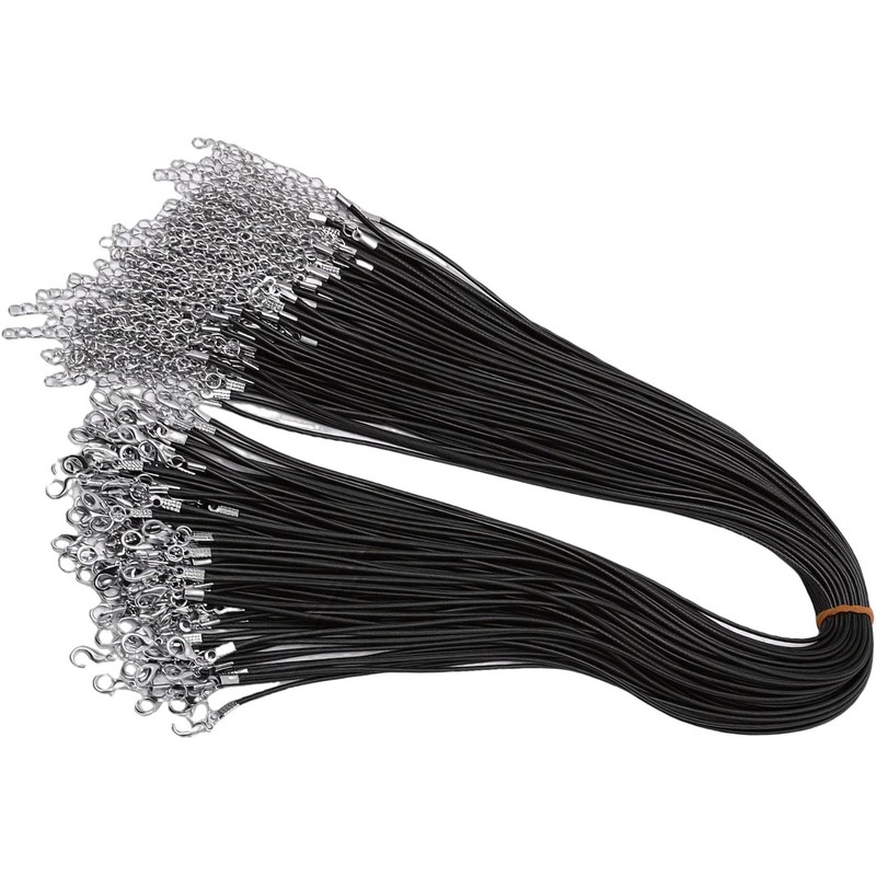 Cordón de Collar Encerado Negro Hecho a Mano, Paquete de