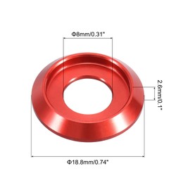 sourcing map M8 Cone Cup Countersunk Washers,Hole Dia 8mm/0.31" Aluminum Gaskets Cup Head Washer Gasket for Screw RC/FPV/PC/Drone/Mechanical Accessories Model Parts,Pack of 20 Pcs(Red)