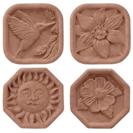 AceOrbit 4 Pcs Ceramic Clay Diffuser Passive Aromatherapy Oil Diffuser Essential Oil Accessories Hummingbirds Daisies Sun Lotus Flowers for Car Office Desk Home Decor Mini Terracotta Housewarming Gift