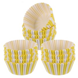 sourcing map 300 Count Cupcake Liners Yellow Stripe Cupcake Cups Standard Size Muffins Liners Papers Baking Cups Wrappers Greaseproof for Party Wedding Birthday