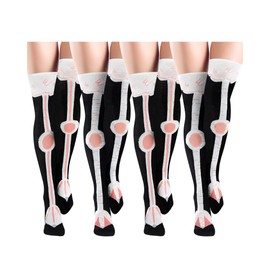 Fourluoo 4 Pair Funny Flamingo Legs Socks for Women 25.6 Inch Knee High Flamingo Feet Socks Novelty Gifts for Gifts
