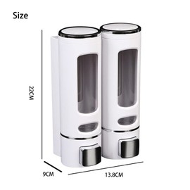 Shampoo Dispenser for Shower Pump Wall Mounted, Refillable Shampoo and Conditioner Bottles 2 Chamber, Hand Soap Dispenser Shampoo Holder Set for Bathroom Kitchen Hotel