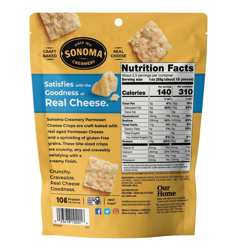 Sonoma Creamery Cheese Crisps, Parmesan, Savory Snack Cracker, High Protein,