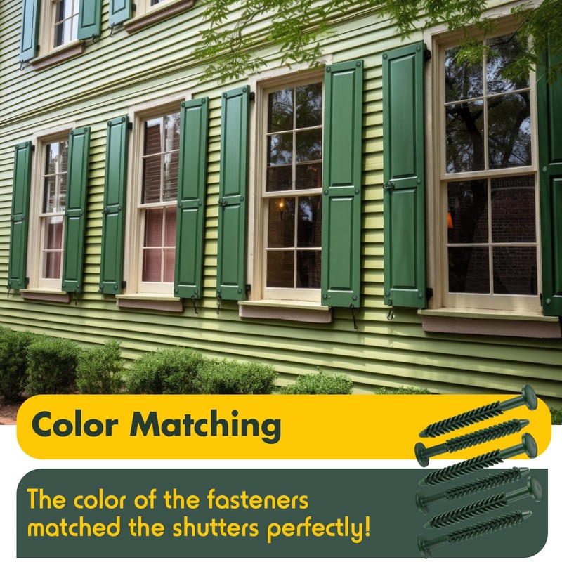 MorningRo 12 Pack Vinyl Shutter Fasteners Plastic Shutter Screws Window