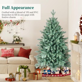 5FT Blue Spruce Artificial Christmas Tree - 1200 PE&PVC Tips - Metal Stand and Hinged Branches for Home, Party Decoration