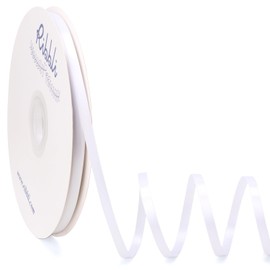 Ribbli White Satin Ribbon Double Faced Satin 1/4 Inch x Continuous 100 Yards-White Ribbon for Gift Wrapping Crafts Wedding Decoration Bows Bouquet Floral Arrangement