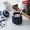 HAOTOP Porcelain Salt Bowl with Lid and Spoon,Ceramic Sugar Bowl