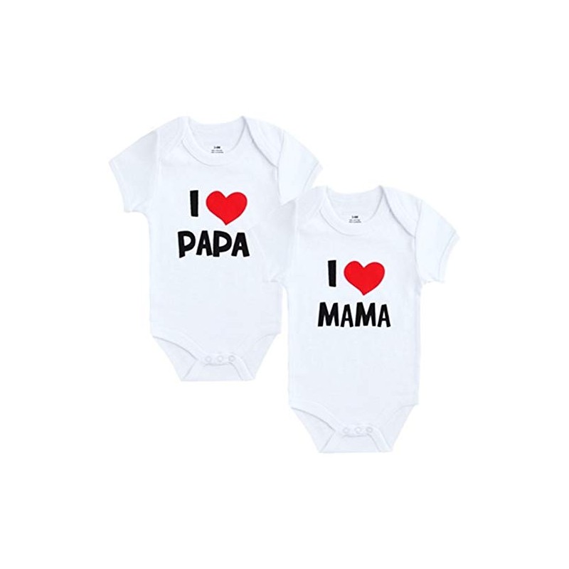 Unbekannt Pack of 2 Baby Bodysuit White I Mama &
