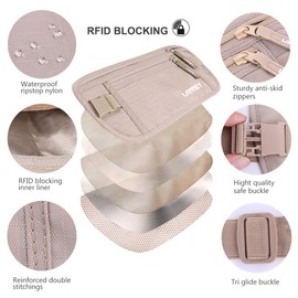 Money Belt for Travel, Slim RFID Blocking Women and Men Hidden Travel Pouch Under Clothes, Passport Holder Protect Cash, Documents, Credit Card, Bonus 2 RFID Sleeves