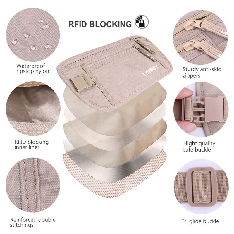 Money Belt for Travel, Slim RFID Blocking Women and Men