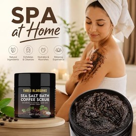 Exfoliante corporal de café | 12.28 oz anti celulitis, antienvejecimiento, elimina ojeras, arrugas | Spa-at-Home | contiene semillas de café, sal mari