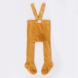 Baby Girl Boy Suspender Tights Pantyhose Ribbed Knit Leggings Stockings Solid Color High Waist Cute Footed Pants (A-Orange, 0-1 Year)