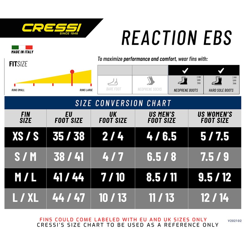 Cressi Reaction EBS, Black/Silver, S/M (38/41)