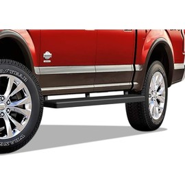APS Running Boards Side Steps Compatible with Ford F150 2015-2025 SuperCrew Cab & F150 Lightning 2022-2025 & F-250 F-350 Super Duty 2017-2025 Crew Cab (Stainless Steel Black Powder Coated 5in)