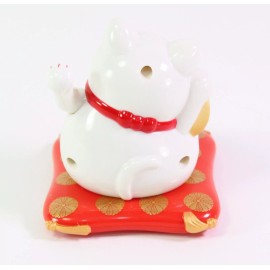 Cal mart gifts Small White Beckoning Fortune Happy Cat Maneki Neko Solar Toy Home Decor Gift