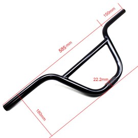 BMX Handlebar Swallow Shaped High-Carbon Steel 585mm 22.2mm Handle Bar Bicycle Parts Bike Accessories,Black, (WS01-CBBK-A)