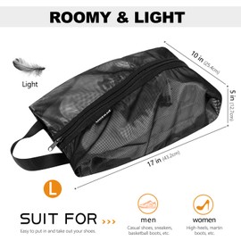 Prezon Travel Shoe Bags, Water Resistant TPU Mesh, Sturdy YKK Zipper, Shoes Storage Bag, Shoes Packing Organizer, Unisex Shoe Pouch for Travel or Home Storage