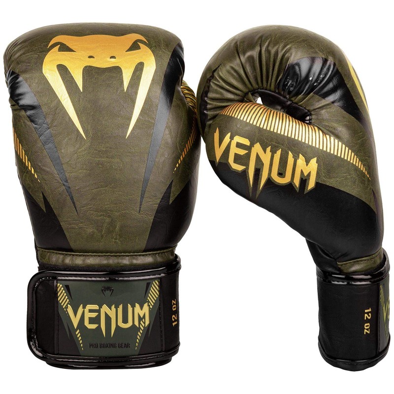 Venum Impact Boxing Gloves - Khaki/Gold, 10 oz