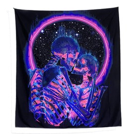 GRHOSE Astronaut Mushroom Forest Planet Blacklight UV Reactive Trippy Tapestry for Bedroom, Living Room Wall Hanging Home Decor