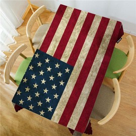Swono Grunge American Flag 52"X70" Oblong Table Cloth Rustic USA Flag Wrinkle Free Table Cover Farmhouse Tablecloth for Home Restaurant Picnic Indoor Outdoor Dining