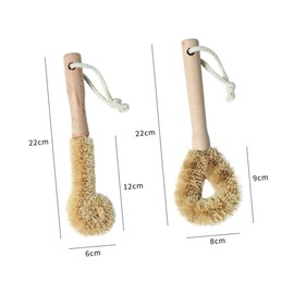 PACKOVE 2pcs Kitchen Cleaning Brush Natural Bristle Pot and Pan Scrub Brush for Efficient Dishwashing and Sink Cleaning for Stoves Bottles and Kitchen