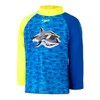Speedo Boy's Reef Shark Rash Top, Turksh Sea/Hyper Yellow, 2