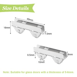UFURMATE Glass Door Wheel Clamp, 16Pcs Silver Steel Glass Door Sliding Rollers Clamp Heavy Duty Showcase Glass Sliding Door Wheel Pulley Clamp for 5-6mm Thick Glass Doors
