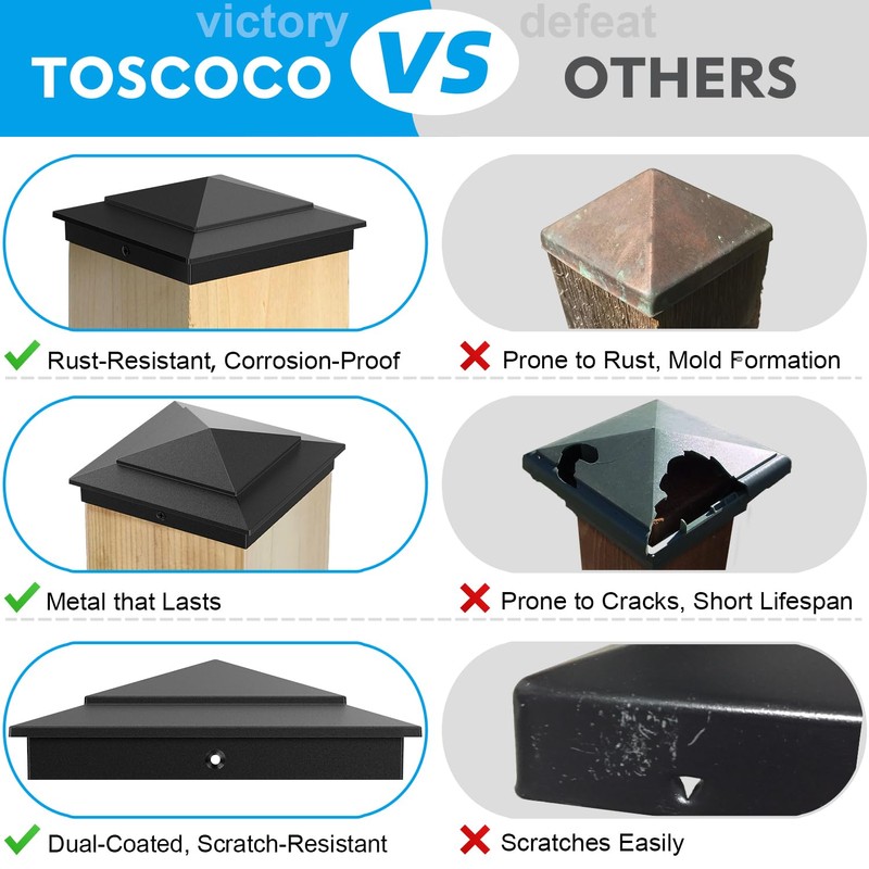 Toscoco 4x4 Heavy Duty Aluminium Pyramid Post Caps for Actual