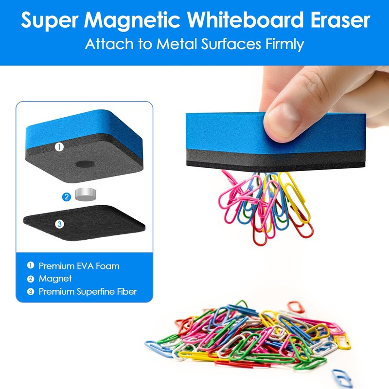MaxGear Dry Erase Erasers, 48 Pack Magnetic Whiteboard Erasers Dry