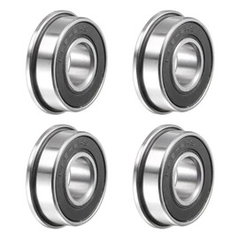 QUARKZMAN FR6-2RS Flanged Ball Bearing 3/8 x 7/8 x 9/32 Inch Double Sealed Chrome Steel Flange Bearing, Pack of 4