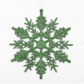 12pcs Glitter Snowflake Ornament for Christmas Tree Decoration-7 Inch,Emerald Green