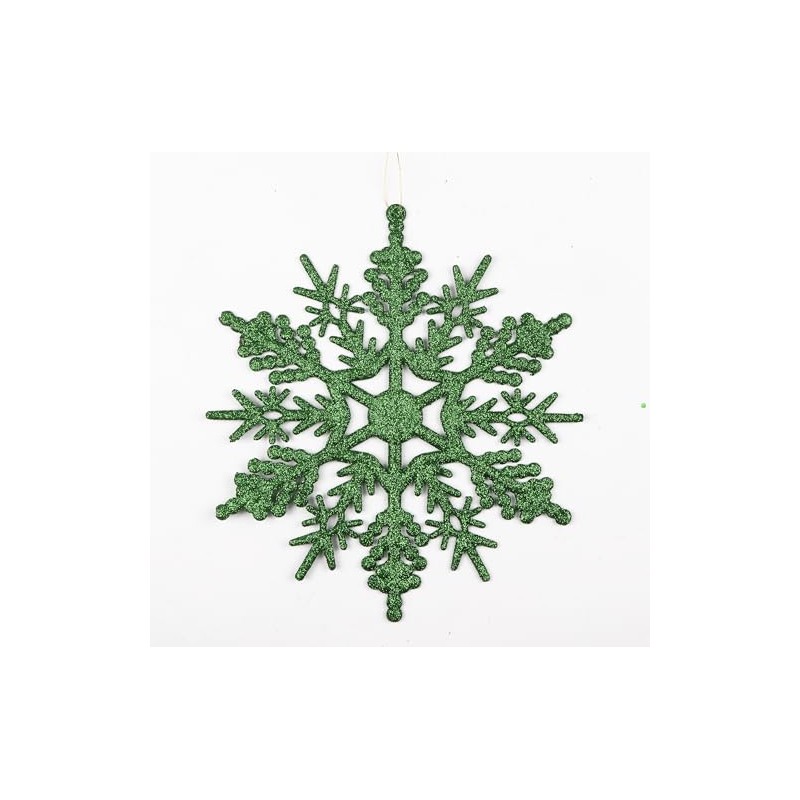12pcs Glitter Snowflake Ornament for Christmas Tree Decoration-7 Inch,Emerald Green