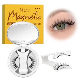 Pestañas magnéticas reutilizables QUEWEL 1 par pestañas magneticas  Pestañas magnéticas con aplicador. No necesita pegamento reutilizables. Suaves,...