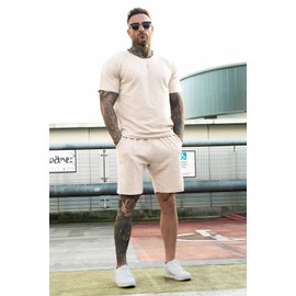 GINGTTO Mens Beach Outfits 2 Piece Casual Vacation Short Sets for Men Matching Outfit Set Khaki X-Large