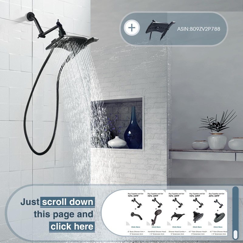 BRIGHT SHOWERS Brass Shower Arm Extender for Rain and Handheld