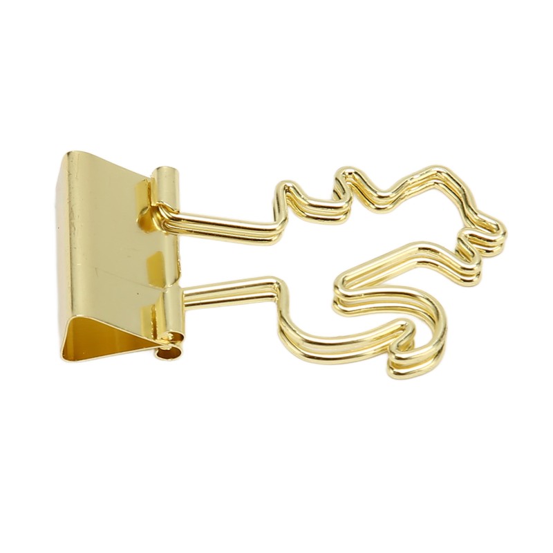 100 Pcs Binder Clips Gold Animal Shape Strong Clamping Force