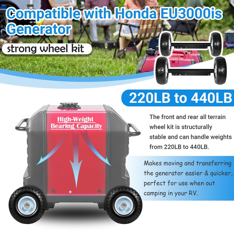 All Terrain Wheel Kit, Fit for Honda EU3000is Generator, Solid