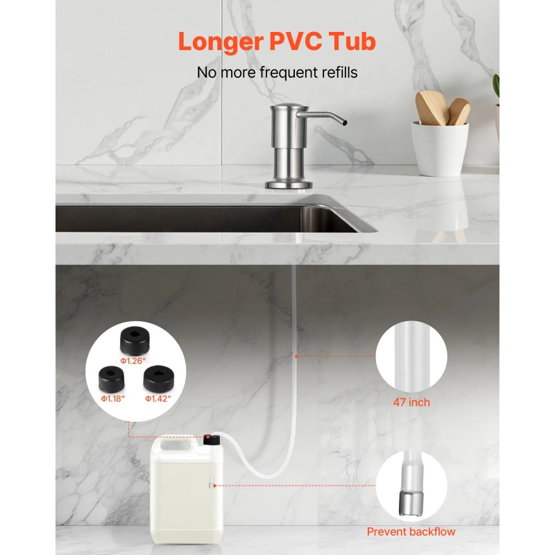 VEVOR Built in Soap Dispenser for Kitchen Sink Stainless Steel