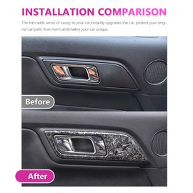 YINGTUU for Ford Mustang Accessories 2015-2025 Handle Switch Frame Cover Door Lock Button Decals 3Pieces (Forged Carbon Grain)