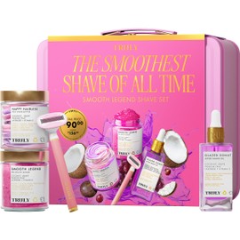 Truly Truly Smooth Legend Shave Set | Glazed Donut After Shave Oil, Happy Hairless Shave Butter, Smooth Legend Pre-Shave Scrub, with Razor | Everything Shower | For Smooth, Ingrown Free Skin