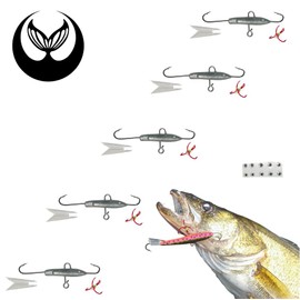 Unpainted Jigging Rap Jig Lure - Ice Bait Walleye Bass Crappie Crystal Hooks Freshwater Pike Perch Treble Tackle Fishing (Clear Tails, 1/2 oz)