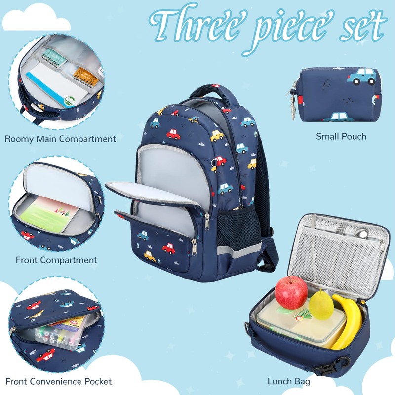 MIRLEWAIY Backpack for School Girls Kids Book Bag Set with