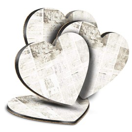 Destination Vinyl ltd Great Coasters (Set of 4) Heart - Grunge Vintage Newspaper Art Drink Glossy Coasters/Tabletop Protection for Any Table Type #2532